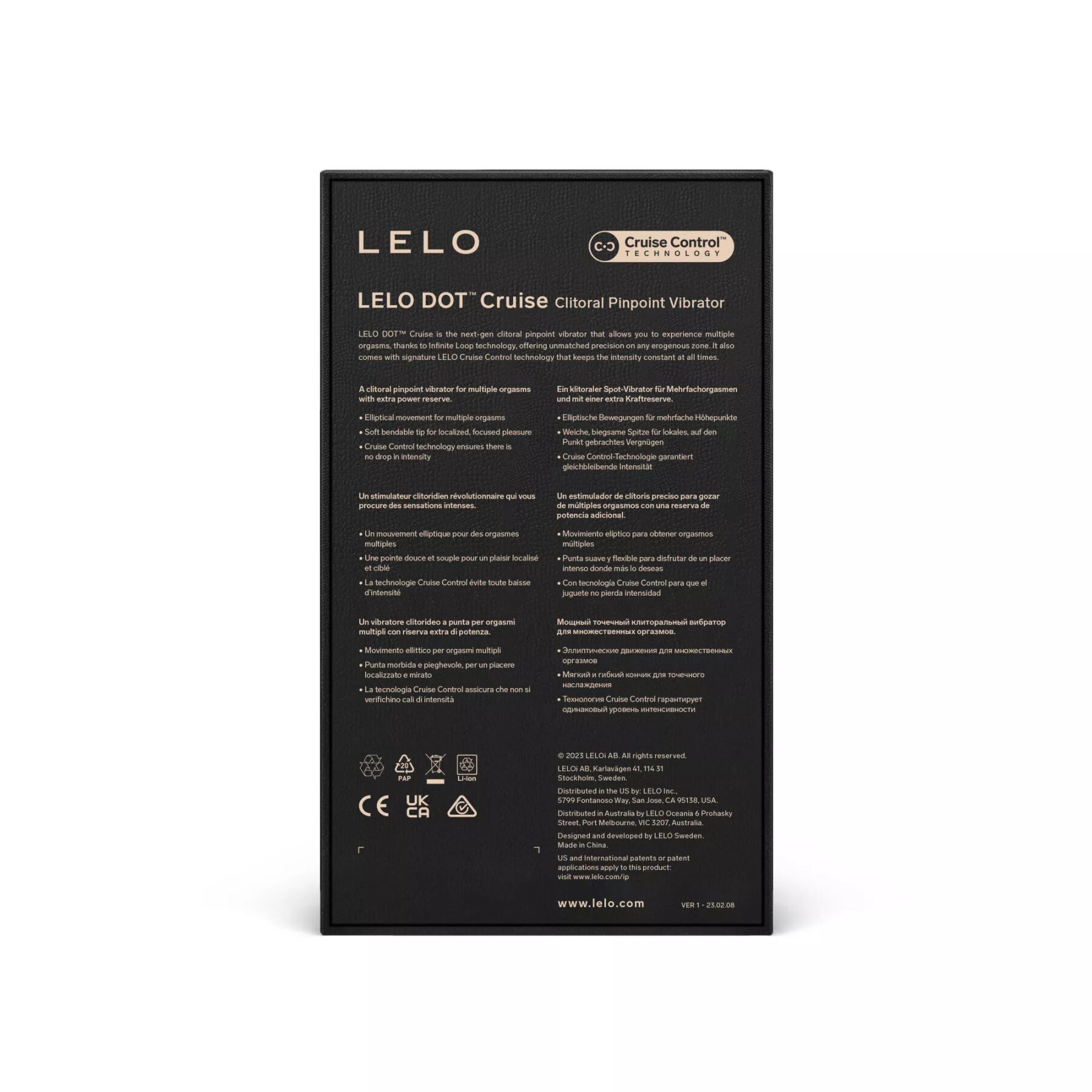 Кліторальний вібратор LELO DOT Cruise Peach Please, точкова стимуляція, технологія Infinite Loop
