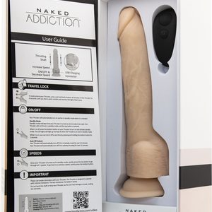 Фалоімітатор з пульсацією Naked ADDICTION Dominic 9″ Vanilla, пульт ДК, діаметр 4,2 см