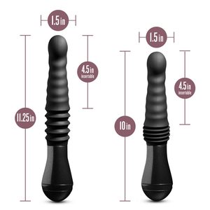 Пульсатор Blush Temptasia – Lazarus Thrusting Dildo – Black, ребристий стовбур, 3 швидкості