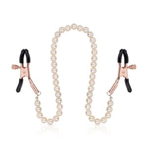 Затискачі для сосків з перлинним ланцюжком Rosy Gold - Nipple Clamps Pearls