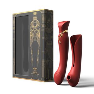 Вібратор із насадкою Zalo Queen Set з хвильовою стимуляцією, для клітора та точки G, червоний