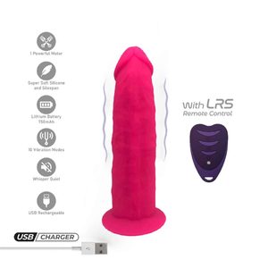 Фалоімітатор з вібрацією SilexD Henry Vibro Pink (MODEL 2 size 7in) + LRS, діаметр 4,4 см