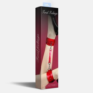 Поножі Feral Feelings – Ankle Restraints Red, натуральна шкіра