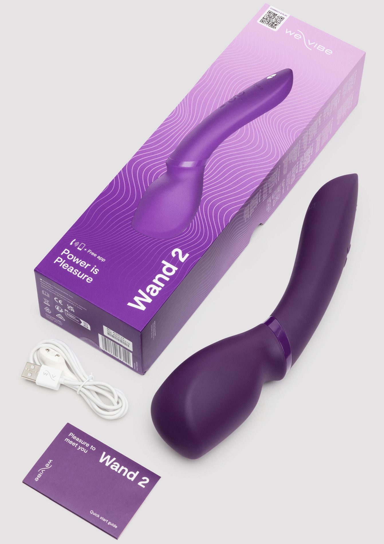 Смарт-вібромасажер We-Vibe Wand 2 Purple, дуже потужний, функція Smart Silence