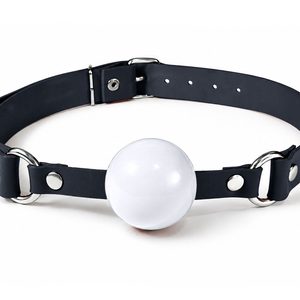 Кляп силіконовий Feral Feelings Silicon Ball Gag Black/White, чорний ремінець, біла кулька