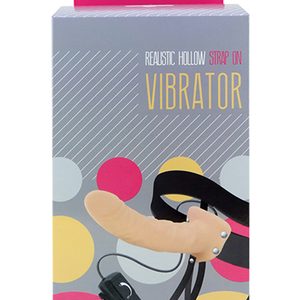 Страпон з вібрацією REALISTIC HOLLOW STRAP ON VIBRATOR 8INCH