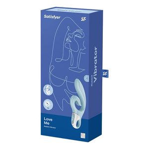 Вібратор-кролик Satisfyer Love Me Blue, гнучкий, відросток з потрійним кінчиком