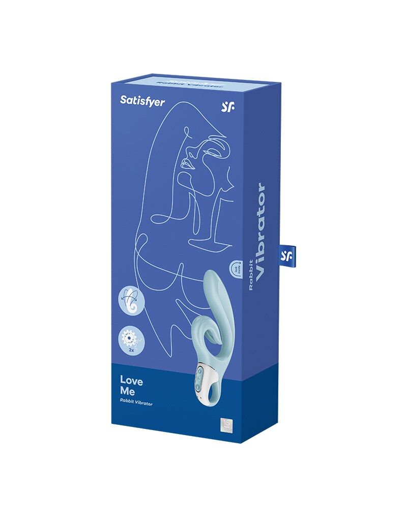 Вібратор-кролик Satisfyer Love Me Blue, гнучкий, відросток з потрійним кінчиком