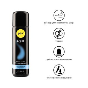 Лубрикант на водній основі pjur Aqua 250 мл, ефект оксамитової шкіри без прилипання