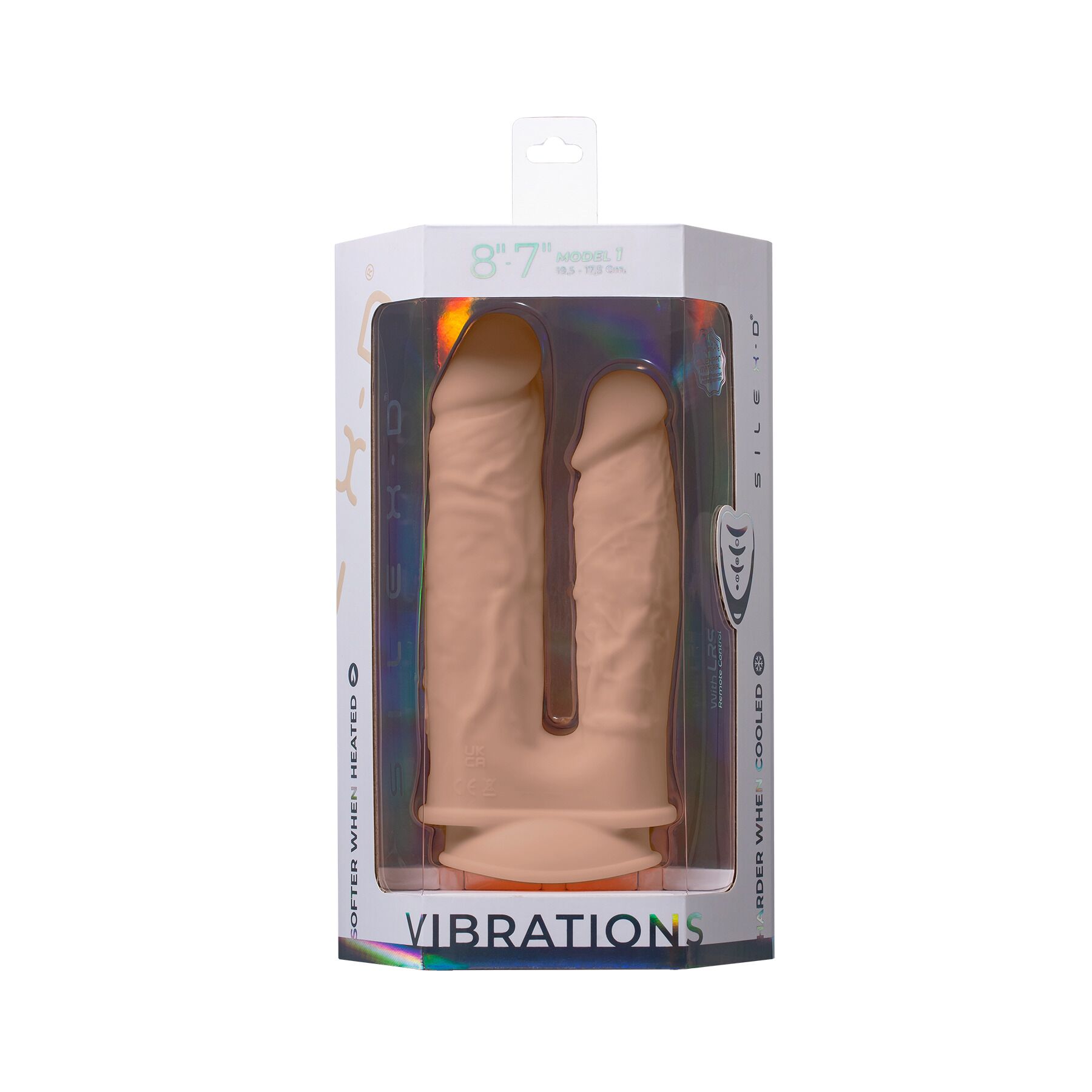 Подвійний фалоімітатор з вібрацією SilexD Double Gusto Vibro Flesh (Model 1 size 8" & 7") + LRS, діаметр 4,5 см та 3,7 см
