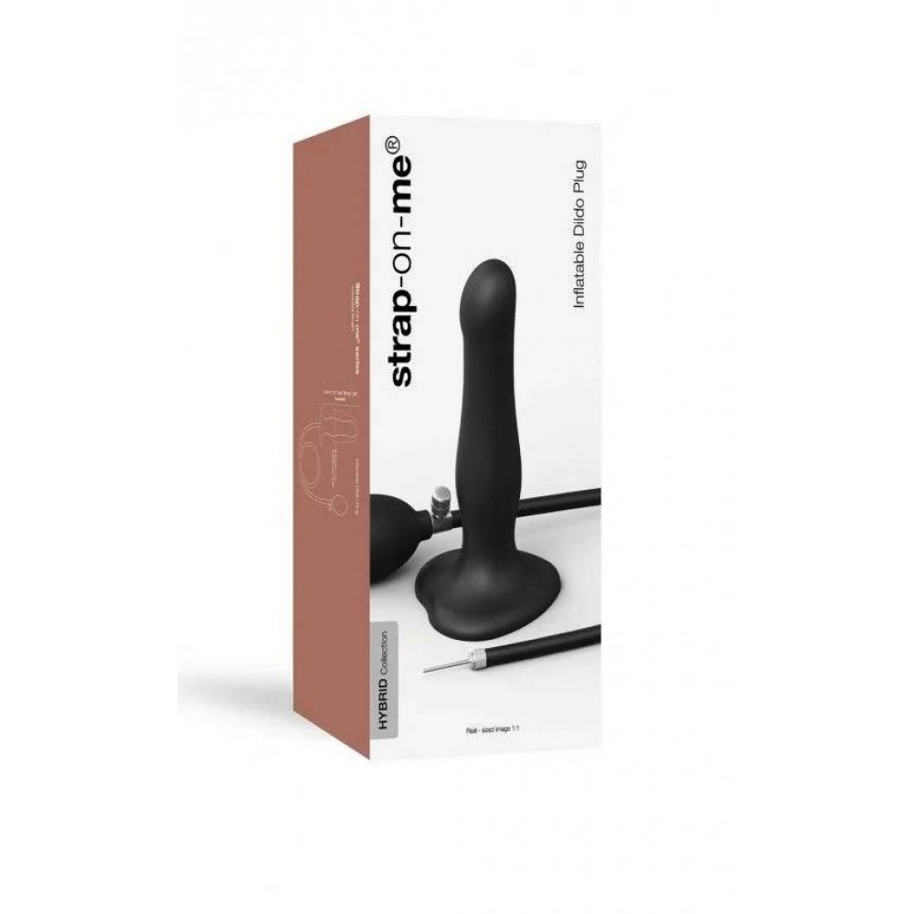 Надувний фалоімітатор Strap-On-Me INFLATABLE DILDO PLUG - NOIR, кулька всередині, діаметр до 6 см