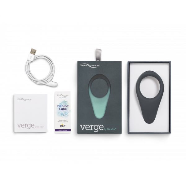 Смарт-віброкільце під одяг VERGE BY WE-VIBE SLATE, охоплює пеніс та мошонку, 10 режимів