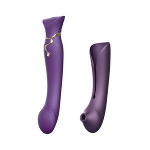 Смартвібратор 3в1 Zalo — Queen Set Twilight Purple, пульсівна перлина та вакуум, кристал Swarovski