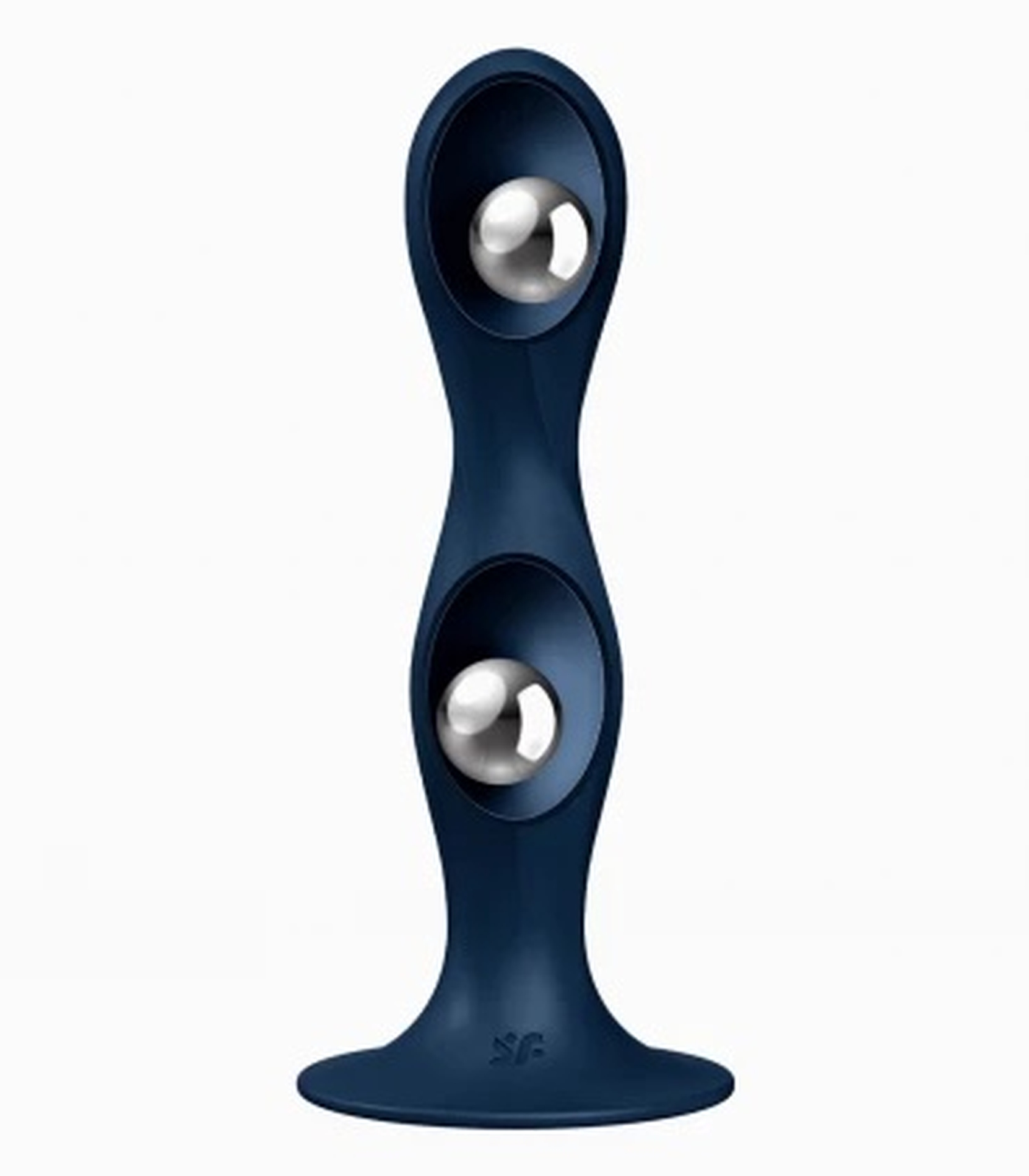 Дилдо Satisfyer Double Ball-R Dark Blue, унісекс, рухомі кульки всередині, на присосці