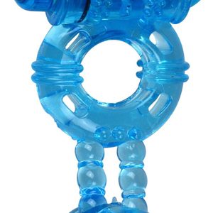 Ерекційне віброкільце Alive: Double Ding Ring Blue, два мотори