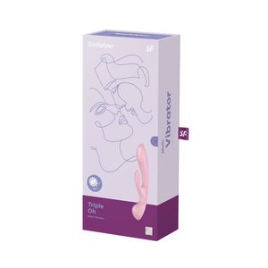 Двосторонній вібратор-кролик Satisfyer Triple Oh Pink, 3 мотори, руків’я-масажер