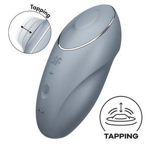 Вібростимулятор-пульсатор Satisfyer Tap & Climax 1 Bluegrey, ефект постукування пальцем, 2 мотори