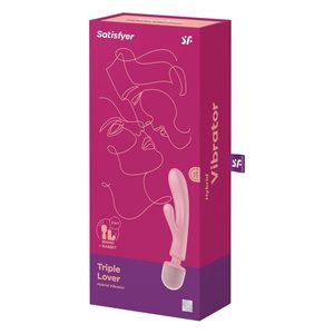Вібратор-кролик з вібромасажером Satisfyer Triple Lover Pink, 3 мотори