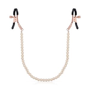 Затискачі для сосків з перлинним ланцюжком Rosy Gold - Nipple Clamps Pearls