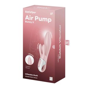 Вібратор-кролик надувний Satisfyer Air Pump Bunny 3, 12 режимів, подвійний відросток