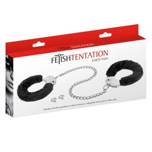 Металеві поножі з хутром Fetish Tentation Adjustable metal and fur ankle cuffs, 2 ключі
