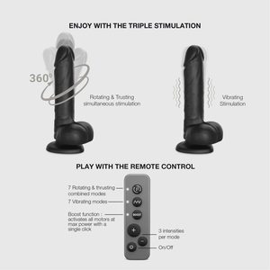 Фалоімітатор з вібрацією та ротацією Strap-On-Me Rotating & Vibrating Realistic Dildo – L – Black