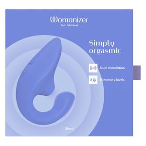 Вагінально-кліторальний стимулятор Womanizer Blend Vibrant Blue, вібрація + вакуум, 2 мотори