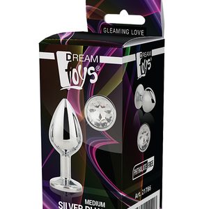 Dt21786 анальна пробка з каменем GLEAMING LOVE SILVER PLUG MEDIUM