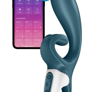 Смарт вібратор-кролик Satisfyer Hug Me Bluegrey, 2 мотори, діаметр 4,2см, широка кліторальна частина