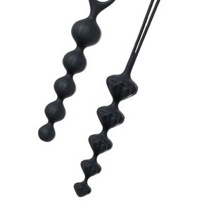 Набір анальних намистин Satisfyer Beads Black, силікон, макс. діаметр 3,3 см та 3,5 см