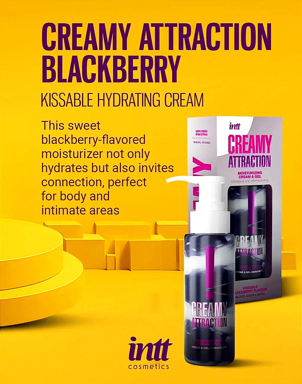 Зволожувальний крем-гель 2в1 Intt Creamy Attraction Blackberry 100 мл для всього тіла, смак ожини