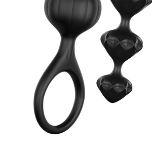 Набір анальних намистин Satisfyer Beads Black, силікон, макс. діаметр 3,3 см та 3,5 см
