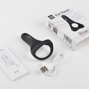 Подвійне ерекційне кільце Fun Town Rise Black, керування зі смартфона