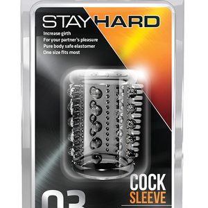 Насадка на пеніс рельєфна Blush Stay Hard Cock Sleeve 03 відкрита, прозора