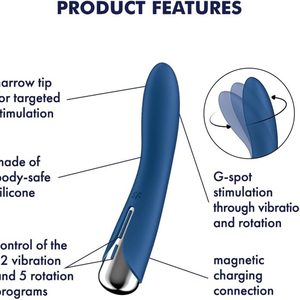 Вібратор точки G з обертанням Satisfyer Spinning Vibe 1 Blue, 2 мотори