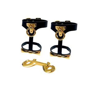Поножі з італійської шкіри із золотими деталями Butterfly cuffs UPKO