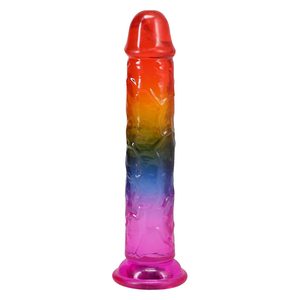 Фалоімітатор Doc Johnson Crystal Jellies - 7.5 Inch Dong - Rainbow