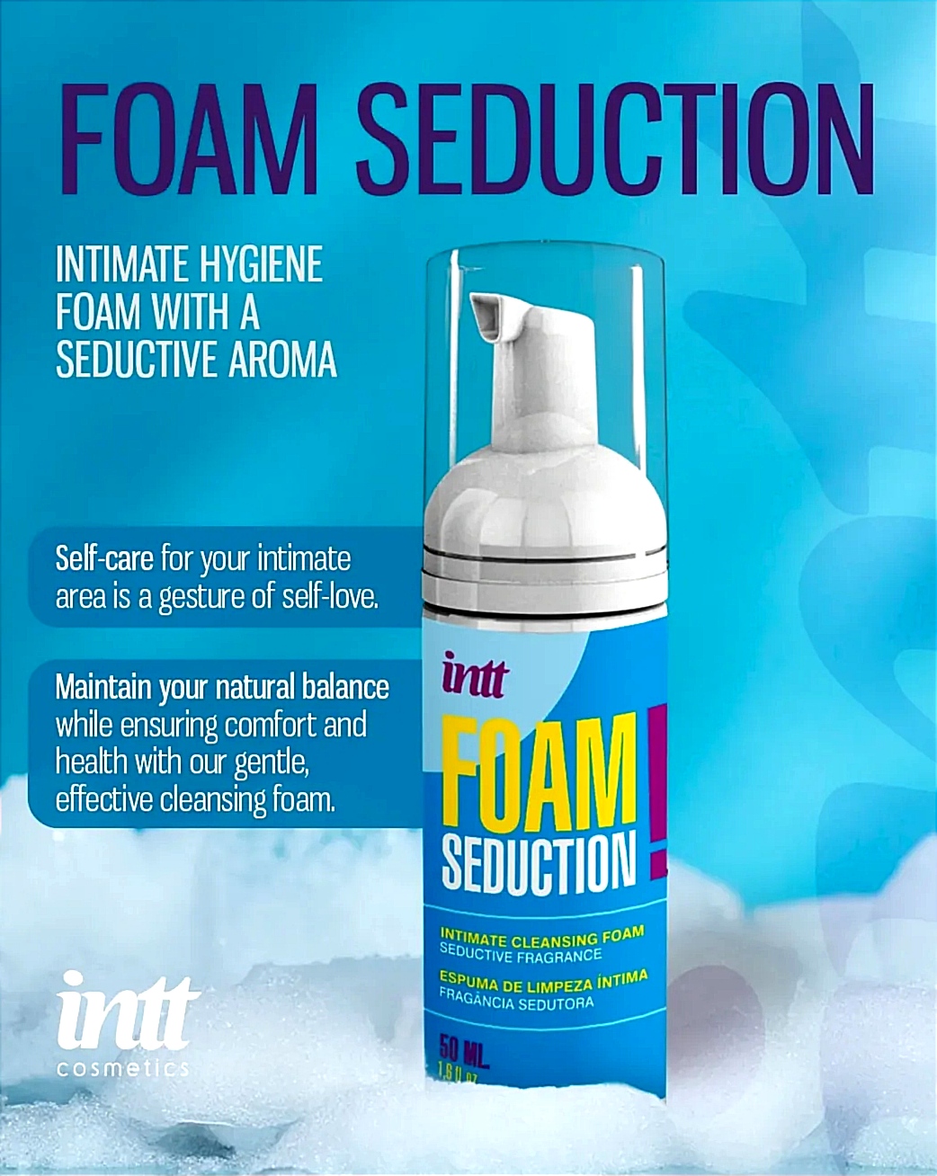 Піна для інтимного догляду Intt Foam Seduction (50 мл), ніацинамід + пантенол, спокусливий аромат