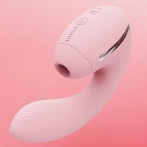 Вакуумний вібратор KISSTOY Tina Mini Pink, вагінально-кліторальний