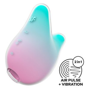 Вакуумний кліторальний стимулятор з вібрацією Satisfyer Mermaid Vibes Mint/Pink, 2 мотори