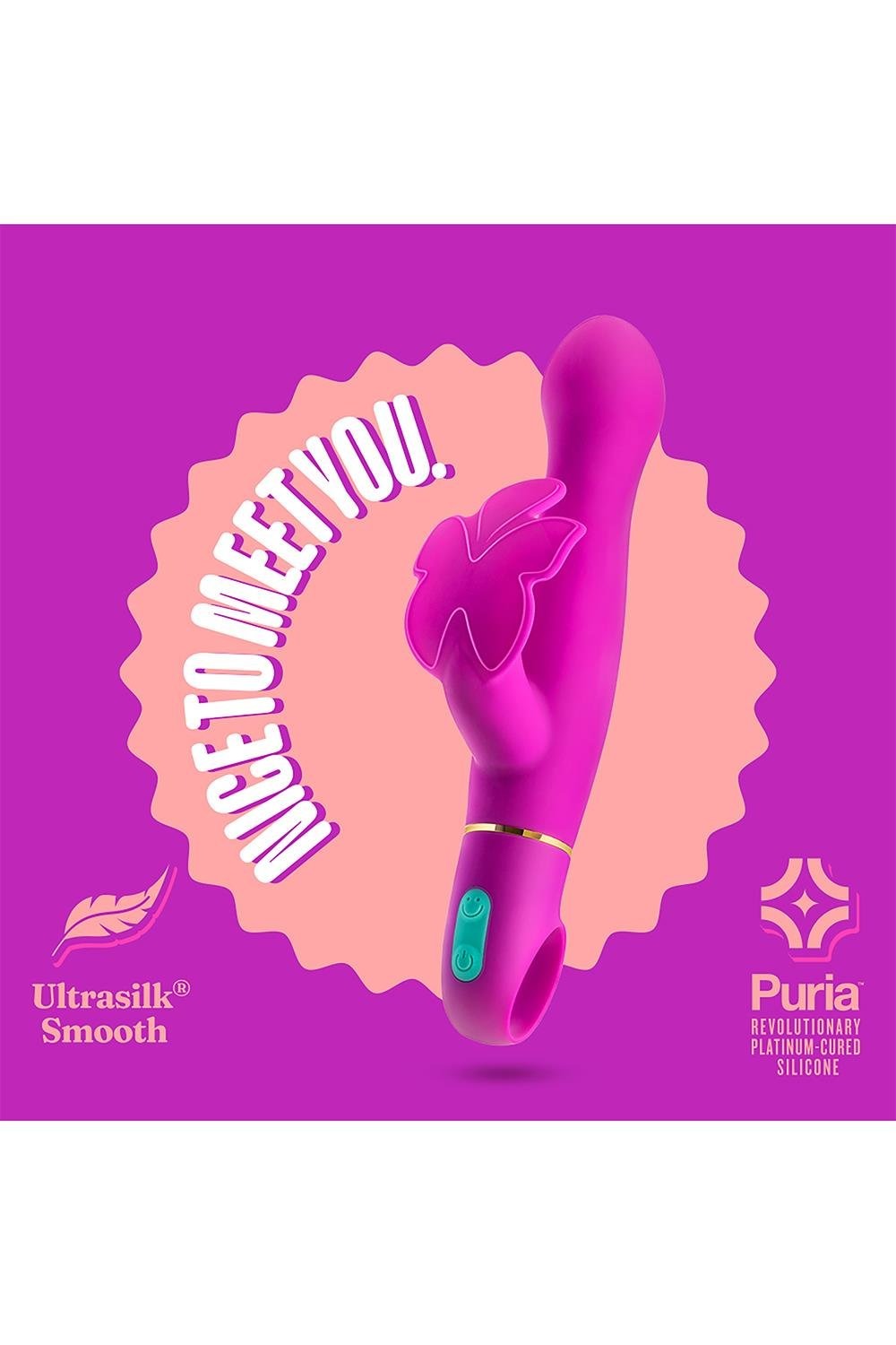 Вібратор з кліторальним відростком у вигляді метелика Blush Aria Naugnty AF рожевий