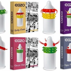 Презерватив зі стимулюючими вусиками та пухирцями EGZO Jolly Roger латексний