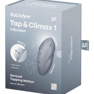 Вібростимулятор-пульсатор Satisfyer Tap & Climax 1 Bluegrey, ефект постукування пальцем, 2 мотори