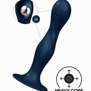 Дилдо Satisfyer Double Ball-R Dark Blue, унісекс, рухомі кульки всередині, на присосці