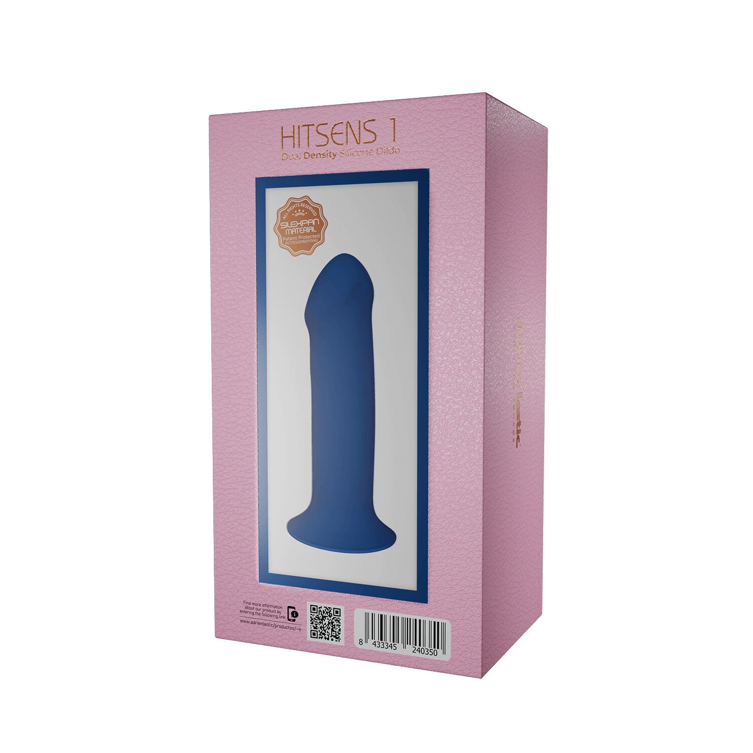 Двошаровий дилдо Adrien Lastic Hitsens 1 Blue, підходить для страпона, діаметр 4,5 см, довжина 17,7 см