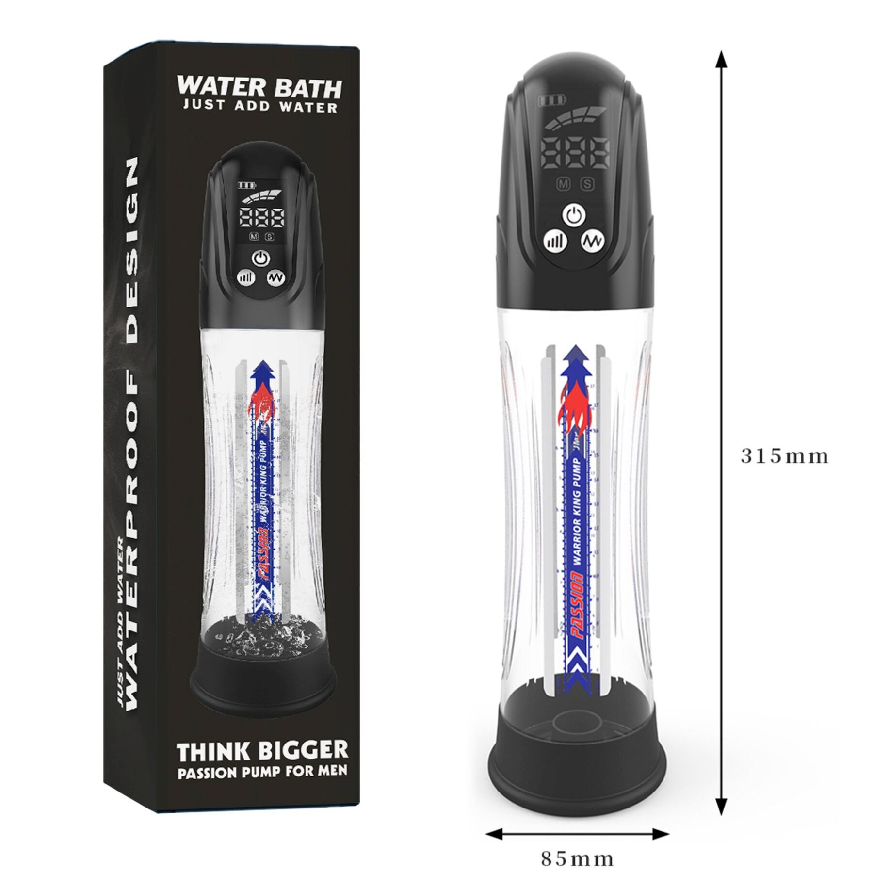 Автоматична гідропомпа 2в1 (вода/повітря) Water Bath з LED-дисплеєм, 2 режими