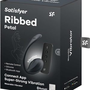 Смарт-віброяйце Satisfyer Ribbed Petal Connect App Black, керування зі смартфона, пульт ДК