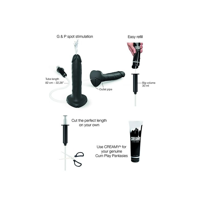 Фалоімітатор, що кінчає Strap-On-Me Squirting Cum Dildo Realistic Black, діам. 3,5 см, силікон