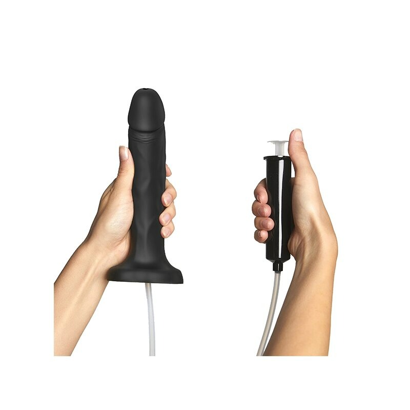 Фалоімітатор, що кінчає Strap-On-Me Squirting Cum Dildo Realistic Black, діам. 3,5 см, силікон