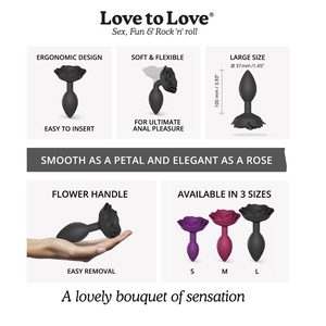 Силіконова анальна пробка Love To Love OPEN ROSES L SIZE - BLACK ONYX